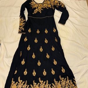 Blue and gold indian gown